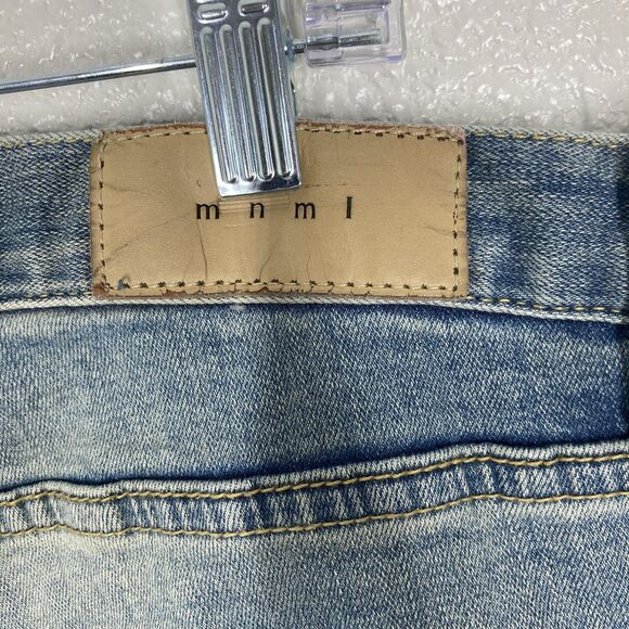 mnml Jeans Mens 40 Blue Light Wash Skinny Tapered Ankle Zip Button Fly Stretch - Picture 16 of 16